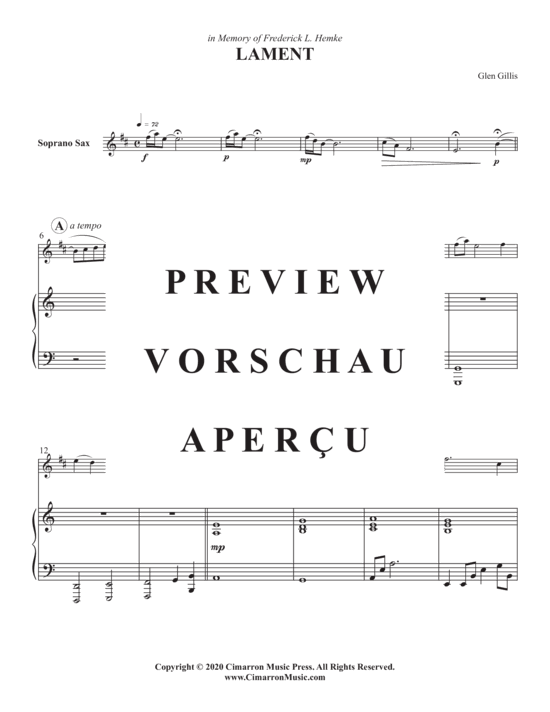 Product gallery: Page 3 of 6 Lament , , (soprano saxophone + piano)