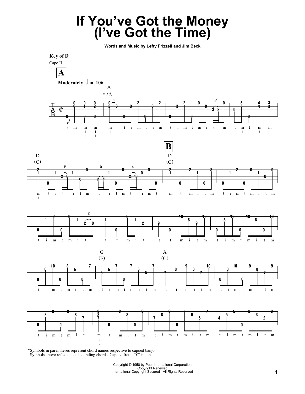 Produktgalerie: Seite 1 von 1 If You've Got The Money (I've Got The Time), Lefty Frizzell, Banjo