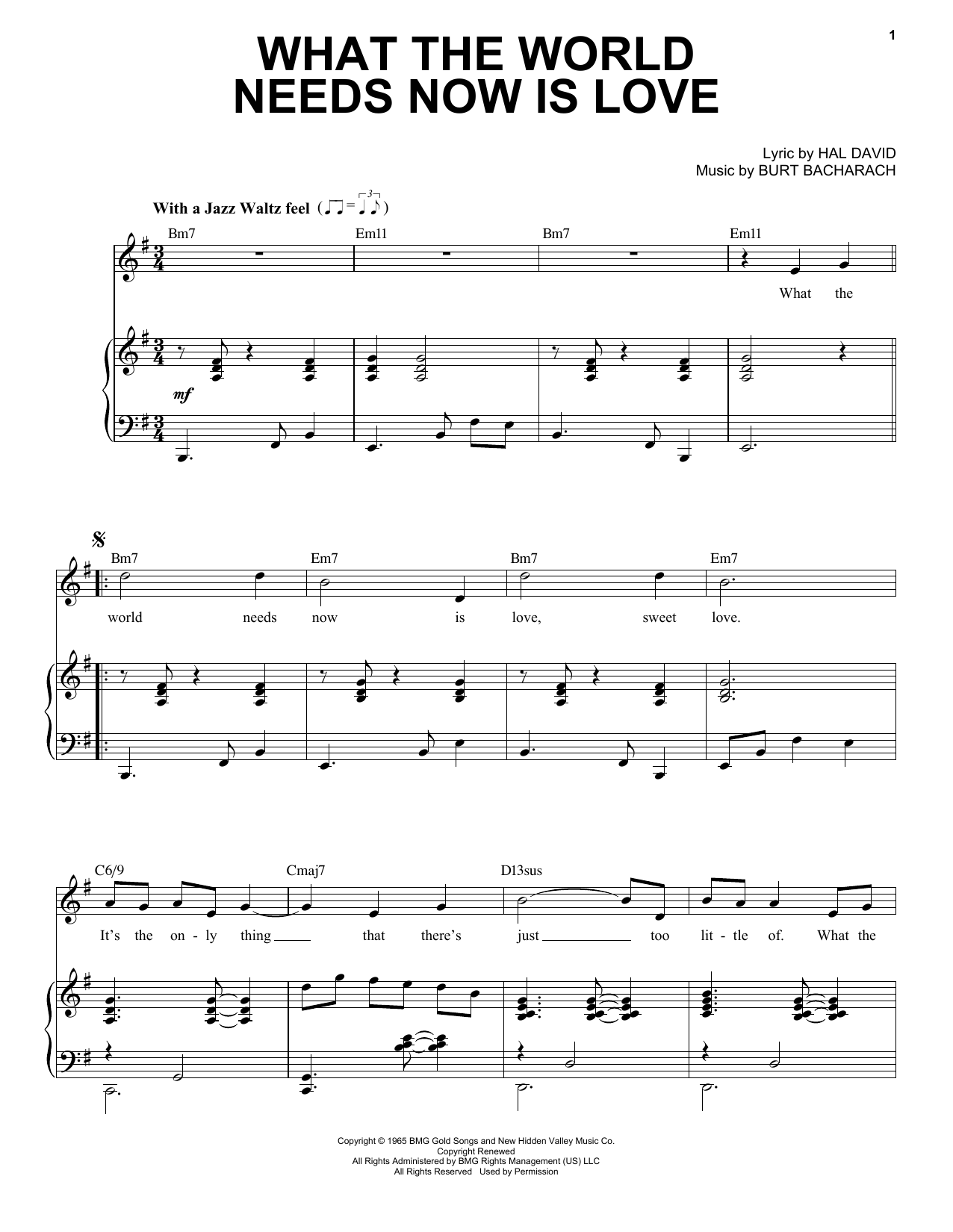 Produktbild zu: What The World Needs Now Is Love [Jazz version] (arr. Brent Edstrom)