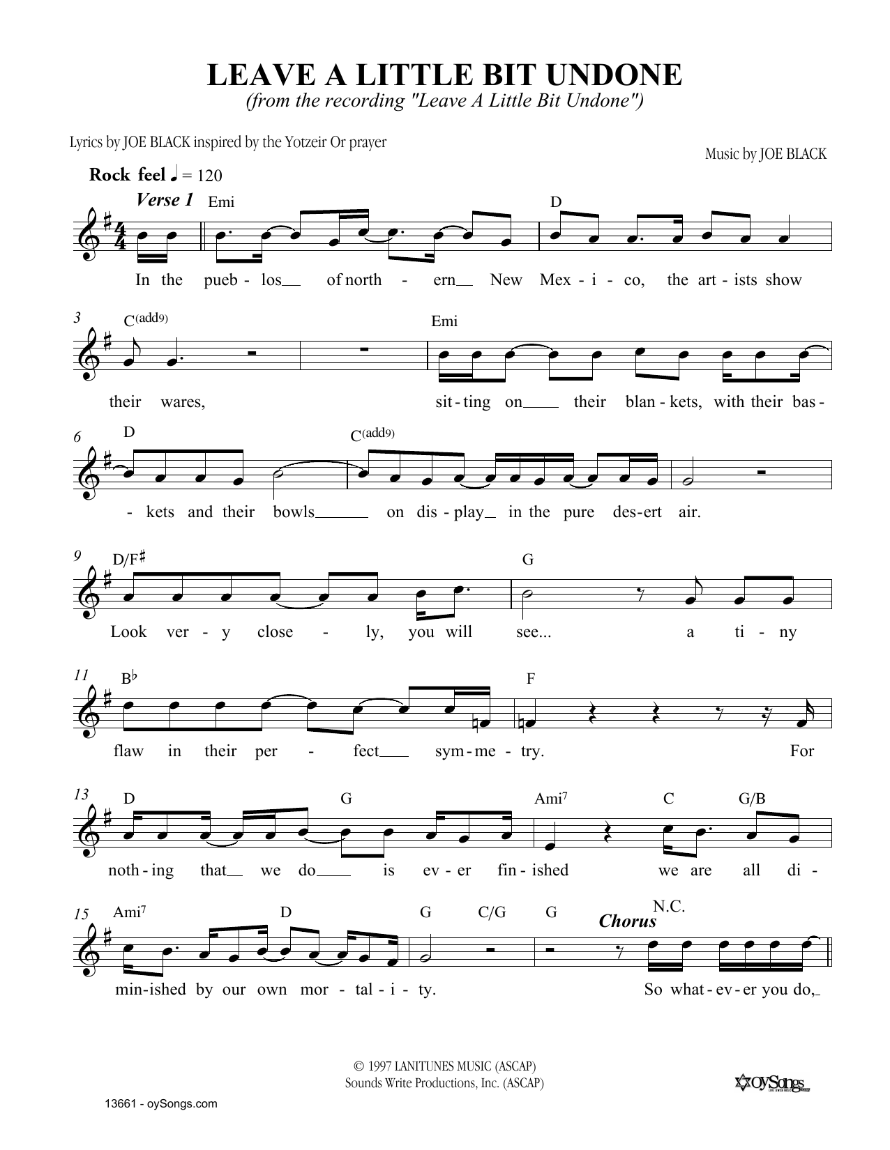 Produktgalerie: Seite 1 von 1 Leave A Little Bit Undone, Joe Black, Melodieinstrument