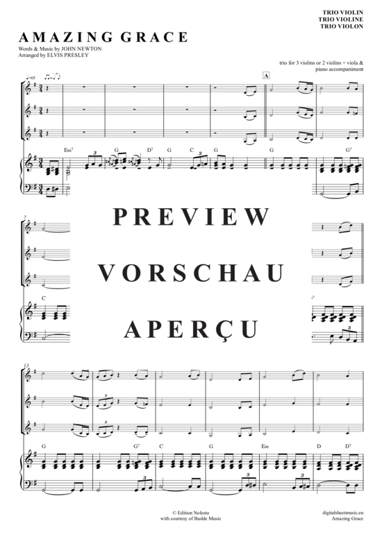 gallery: Amazing Grace , Presley, Elvis, (Violinen Trio + Klavier)