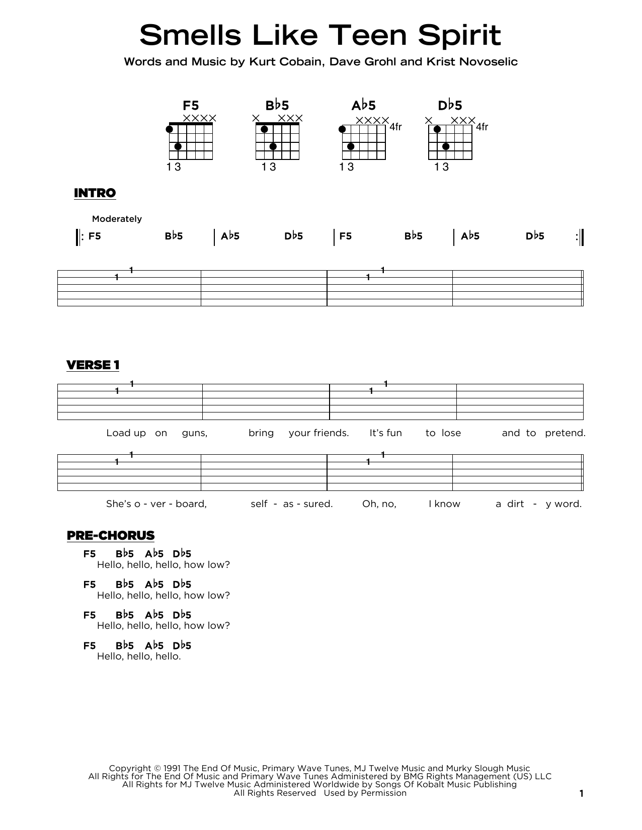 Produktgalerie: Seite 1 von 1 Smells Like Teen Spirit (Low Voice), Nirvana, Gitarre