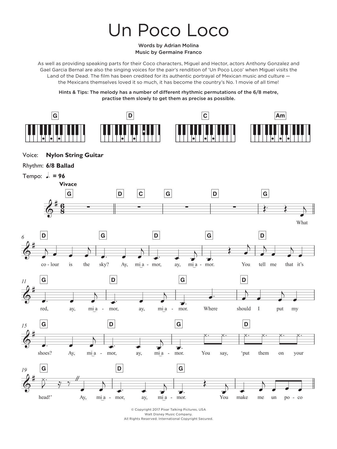Produktgalerie: Seite 1 von 1 Un Poco Loco (from Coco), Germaine Franco & Adrian Molina, Keyboard