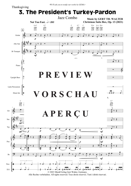 Produktgalerie: Seite 2 von 21 The President´s Turkey-Pardon , , (Combo Band + Trompete in B, Alt Saxophon)