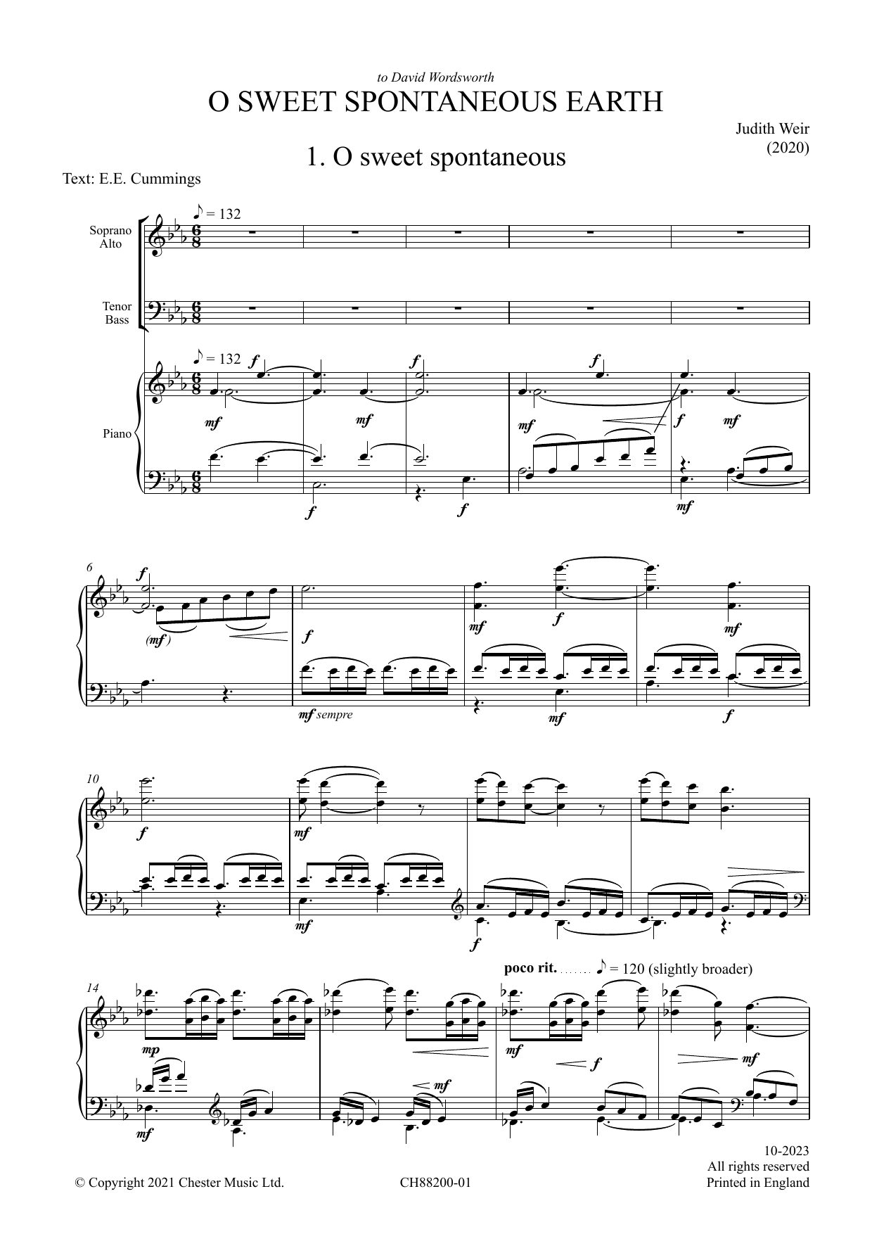 Produktbild zu: O Sweet Spontaneous Earth (Vocal Score)