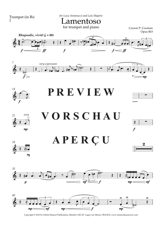 Produktgalerie: Seite 10 von 13 Lamentoso , , (Trompete in B + Klavier)