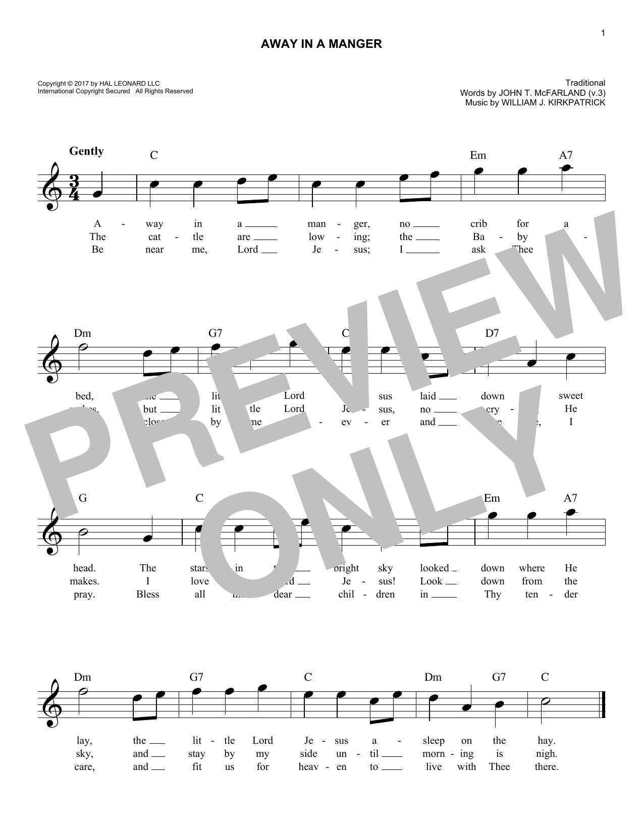 Product gallery: Page 1 of 1 Away In A Manger, Traditional