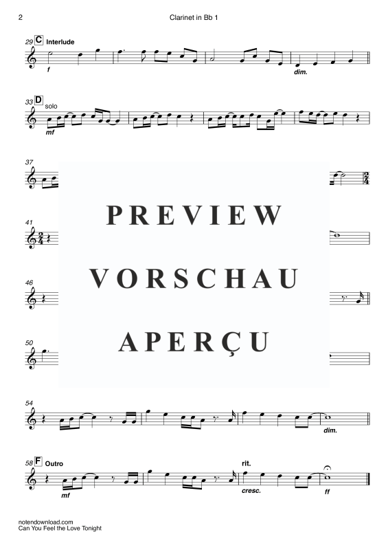 Produktgalerie: Seite 11 von 11 Can You Feel The Love Tonight, John, Elton, Klarinetten Quintett/Ensemble/Band – Klavier, E-Bass und Drum Set optional