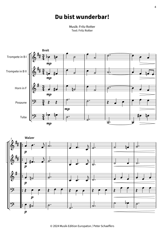 Produktgalerie: Seite 1 von 11 Du bist wunderbar! - Zärtliche Liebeserklärung, , Blechbläser Quintett