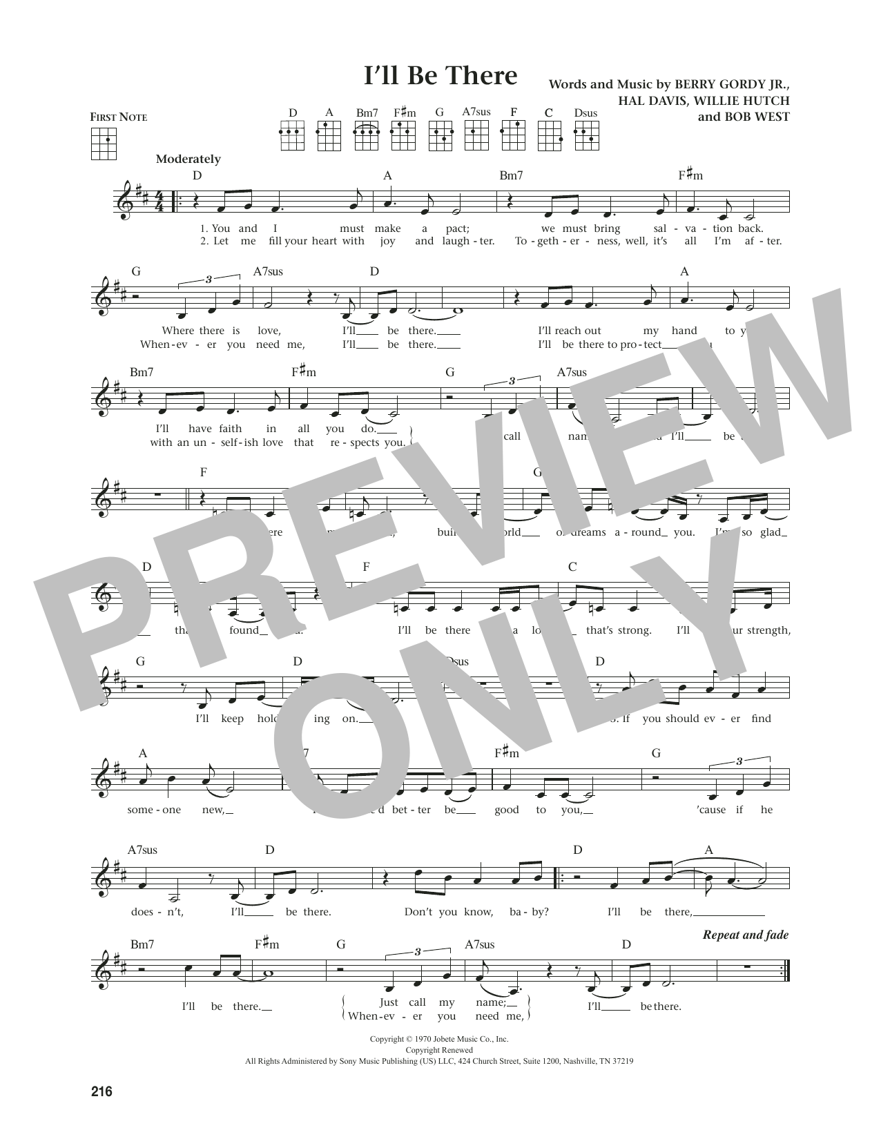 Produktgalerie: Seite 1 von 1 I'll Be There (from The Daily Ukulele) (arr. Jim Beloff), The Jackson 5, Ukulele