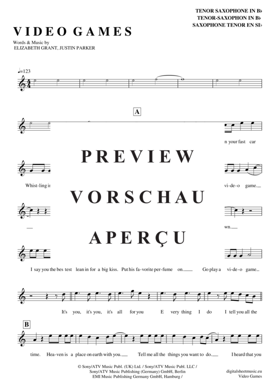 Product gallery: Page 2 of 4 Video Games , Rey, Lana del, Tenor Saxophone