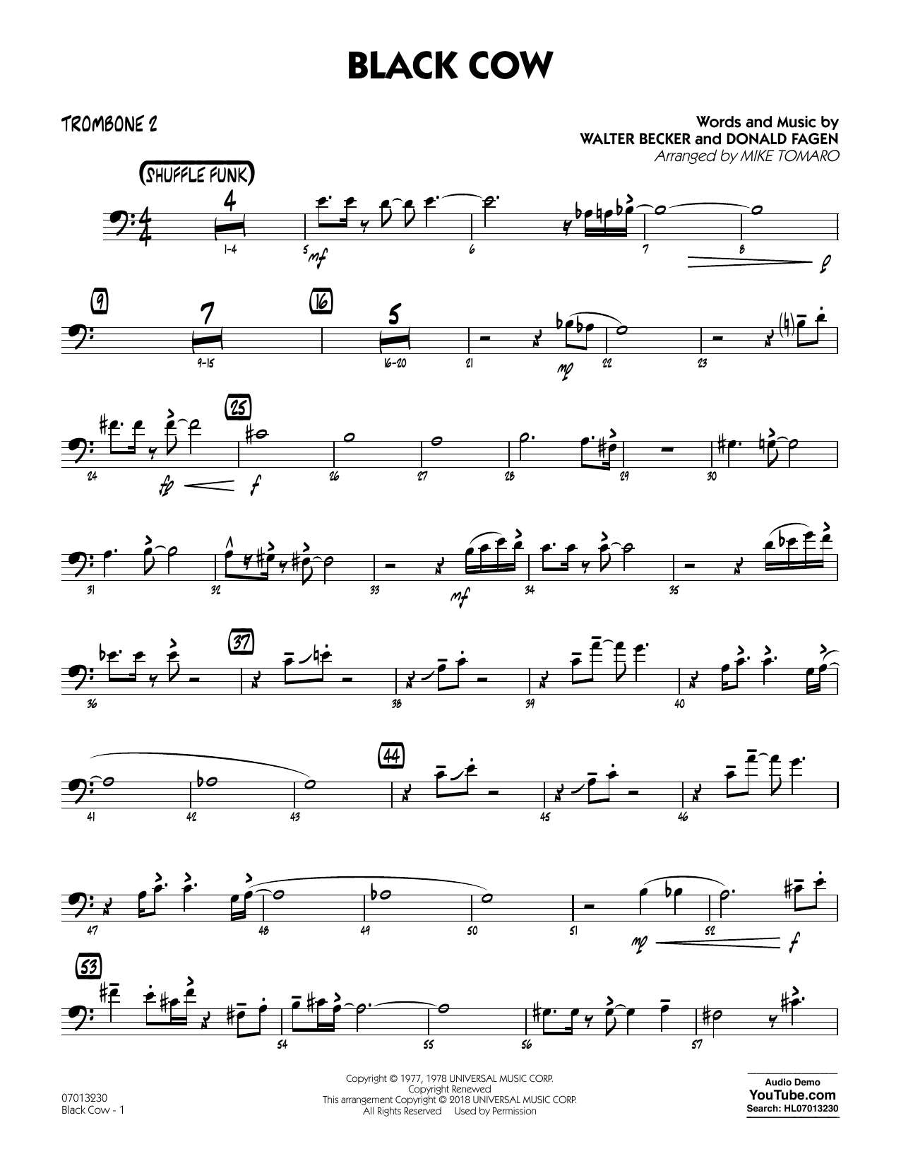 Produktgalerie: Seite 1 von 1 Black Cow (arr. Mike Tomaro) - Trombone 2, Steely Dan