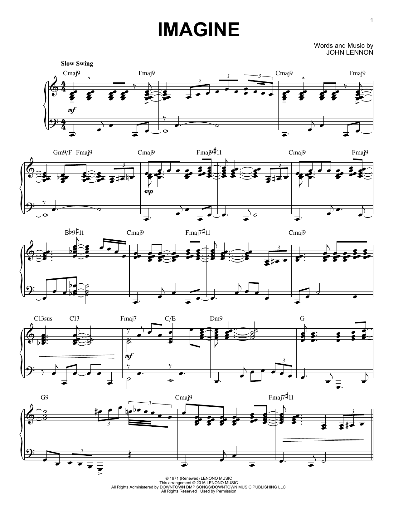 Product picture to: Imagine [Jazz version] (arr. Brent Edstrom)