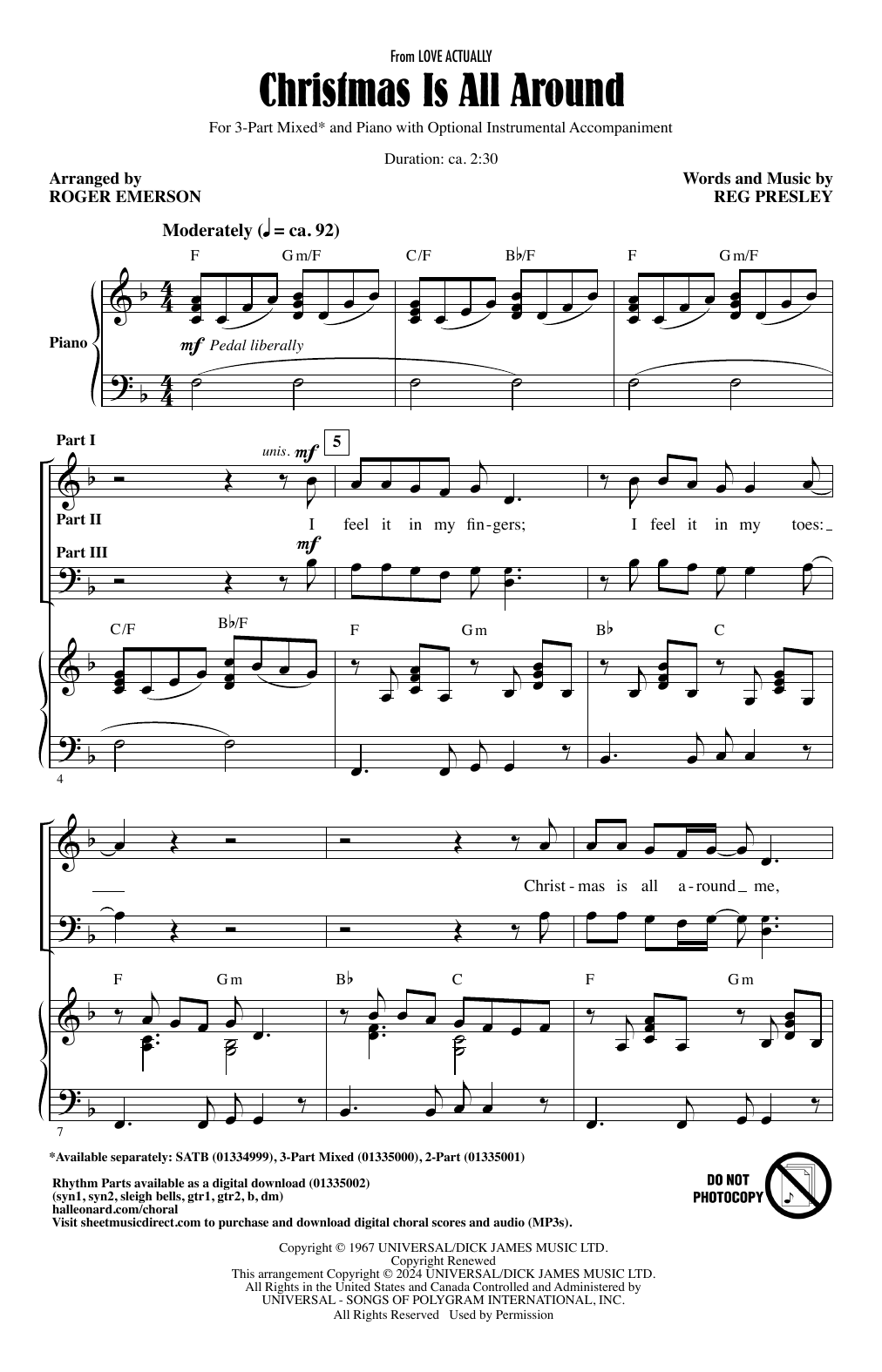 Produktbild zu: Christmas Is All Around (from Love Actually) (arr. Roger Emerson)