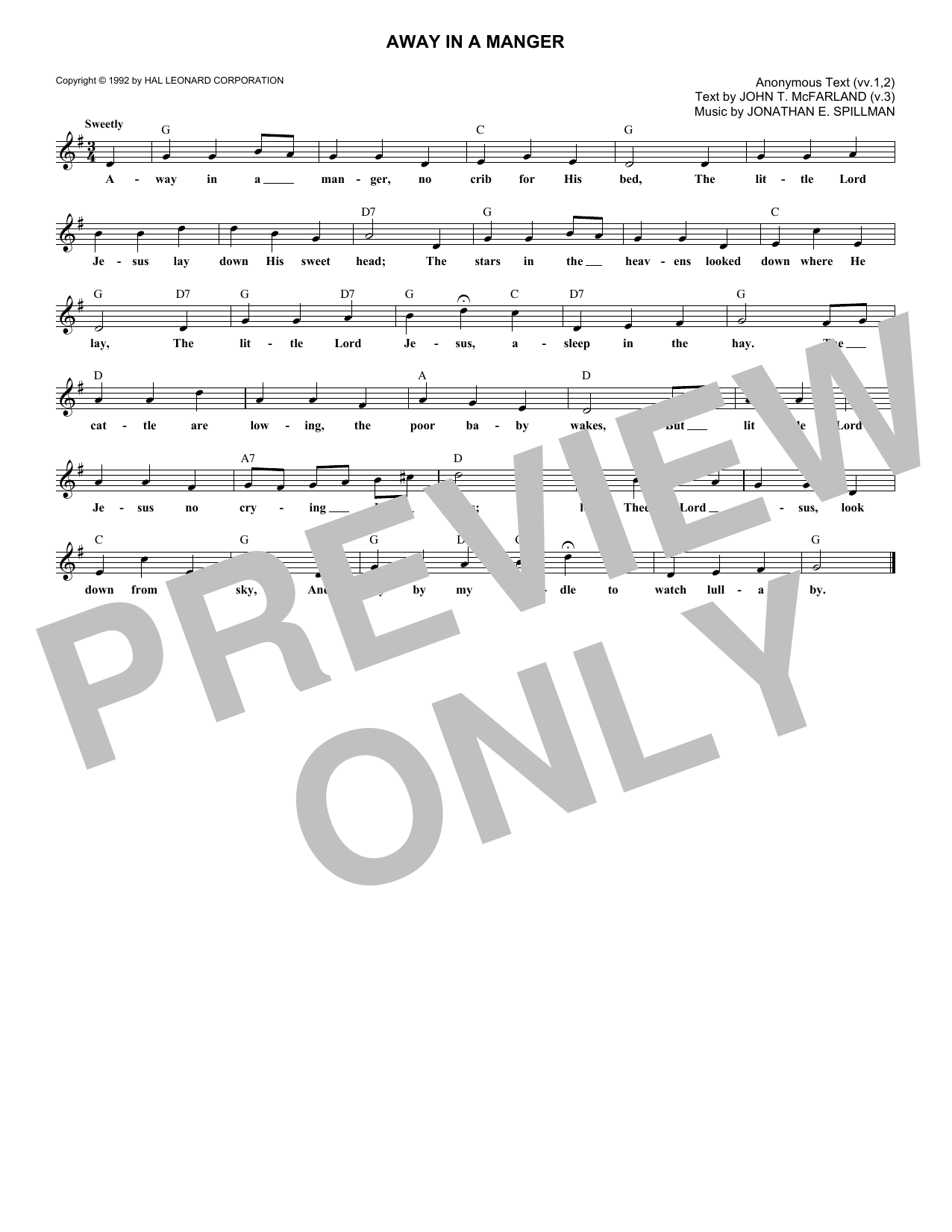 Product gallery: Page 1 of 1 Away In A Manger, John T. McFarland (v.3)