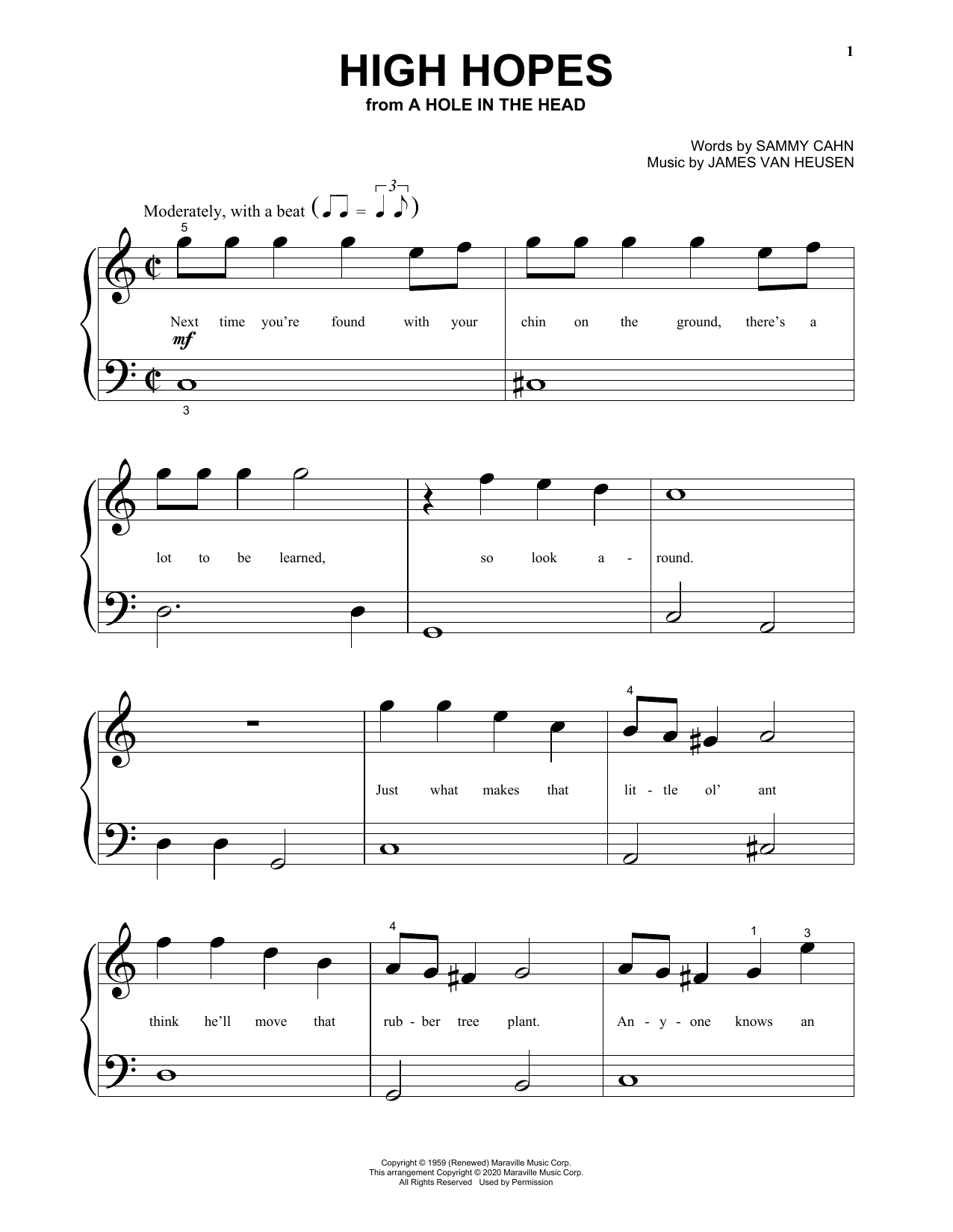 Product gallery: Page 1 of 1 High Hopes (from A Hole In the Head), Sammy Cahn & James Van Heusen
