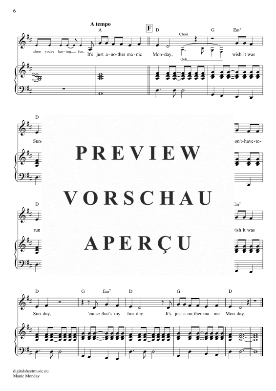 gallery: Manic Monday , Bangles, Voice with Piano Accompaniment