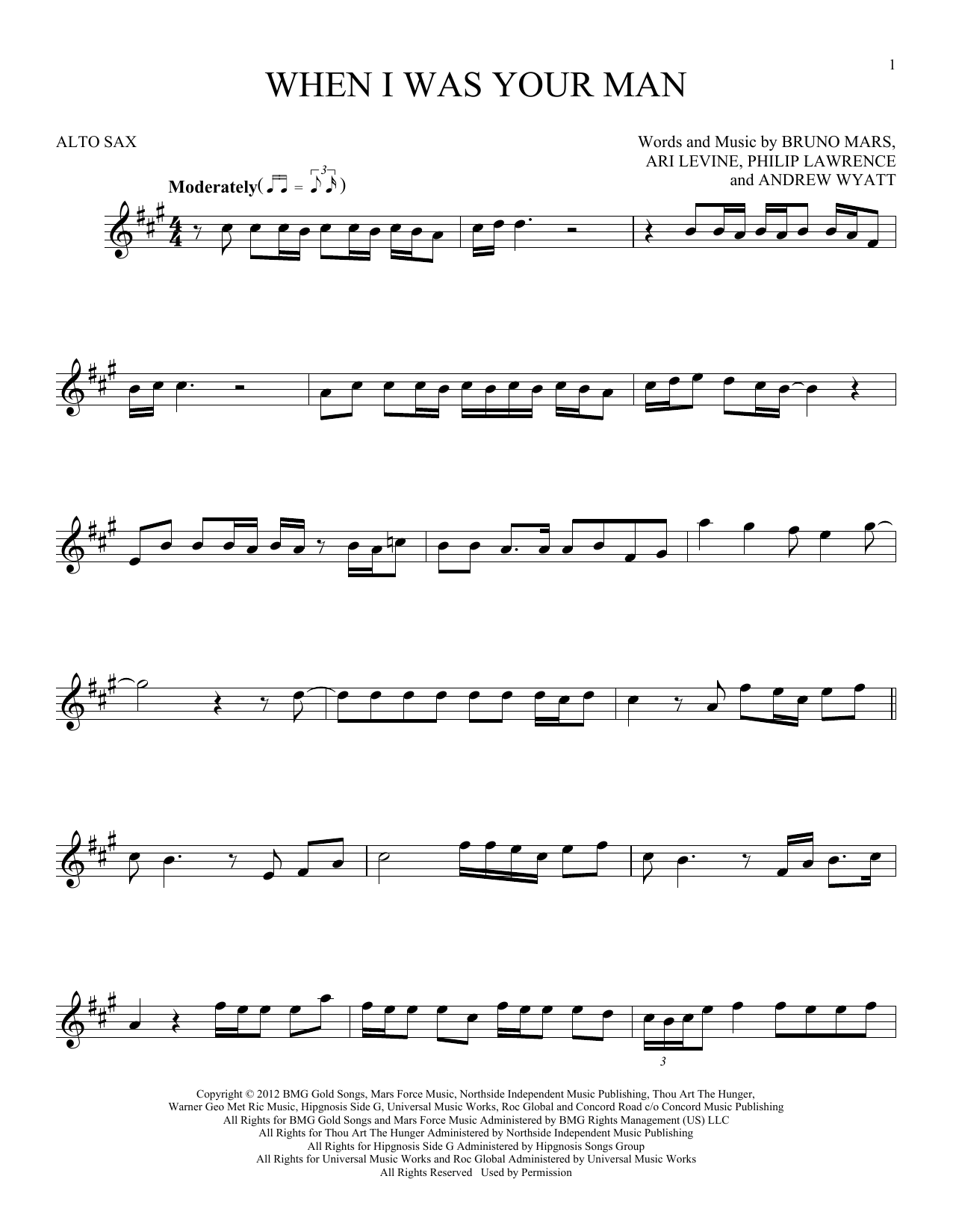 Product gallery: Page 1 of 1 When I Was Your Man, Bruno Mars