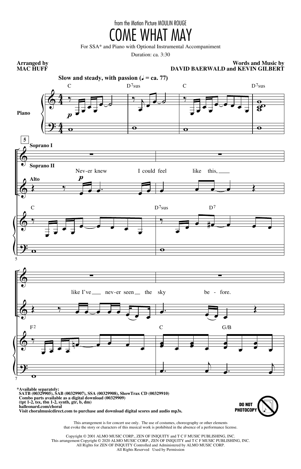 Produktgalerie: Seite 1 von 1 Come What May (from Moulin Rouge) (arr. Mac Huff), Nicole Kidman & Ewan McGregor, Chor