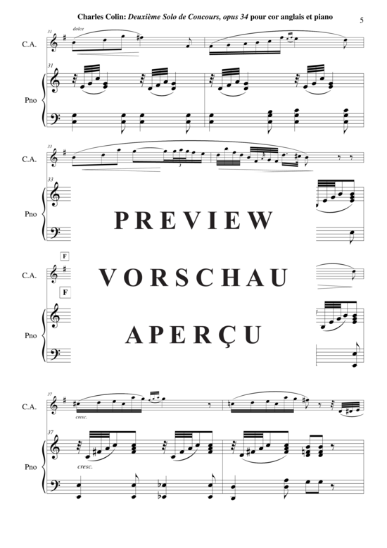 Produktgalerie: Seite 6 von 17 Solo de Concours no. 2, Opus 34 , , (Englischhorn + Klavier)