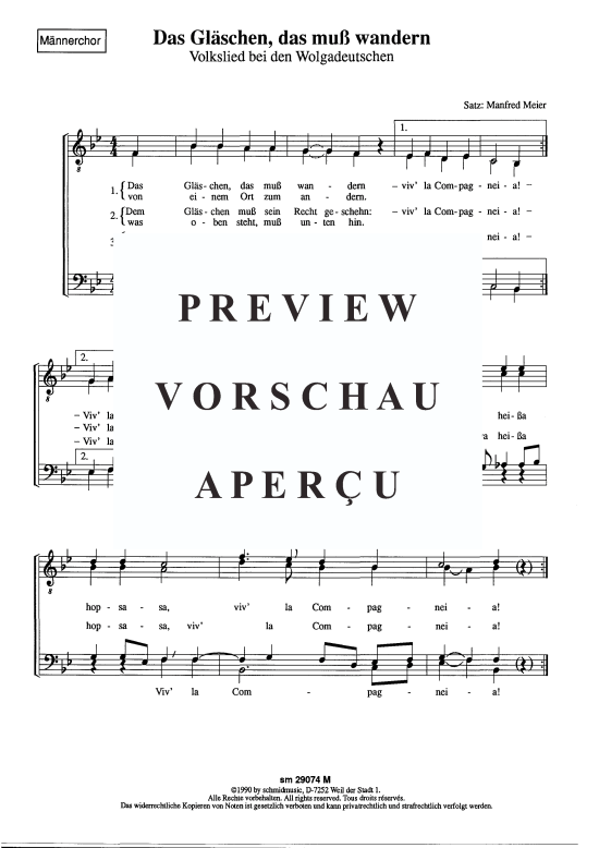 Product picture to: Das Gläschen, das muß wandern Volkslied (Satz: Manfred Maier)