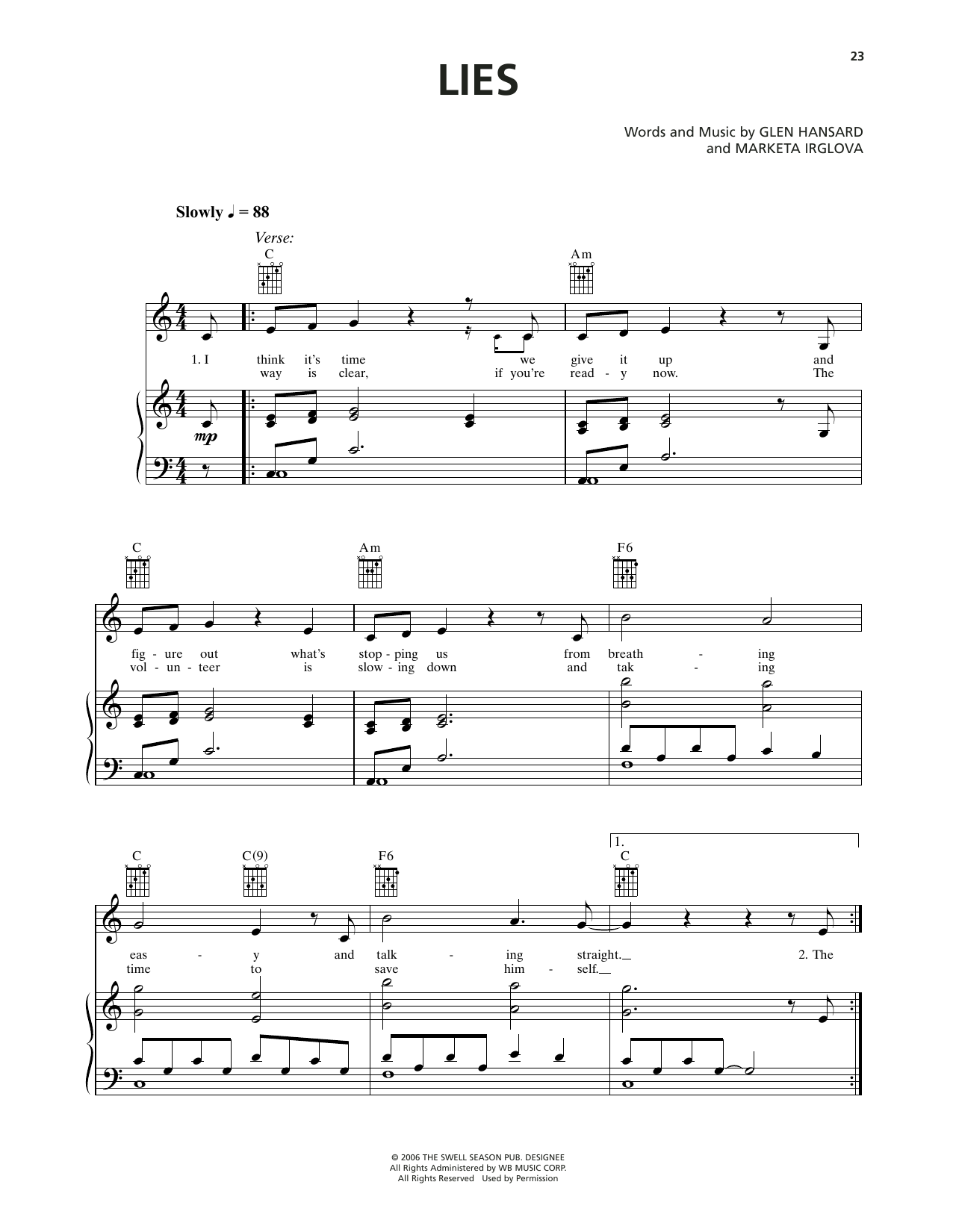 Produktgalerie: Seite 1 von 1 Lies (from Once), Markéta Irglová, Gesang, Gitarre, Klavier