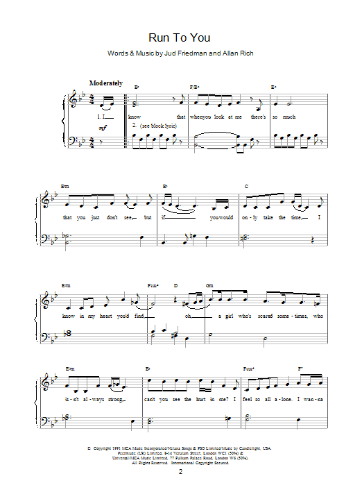 Produktgalerie: Seite 1 von 1 Run To You, Whitney Houston, Gesang, Gitarre, Klavier