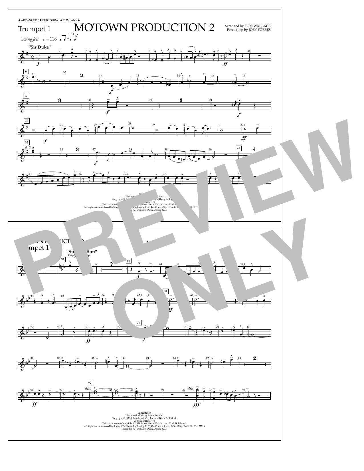 Produktbild zu: Motown Production 2 (arr. Tom Wallace) - Trumpet 1