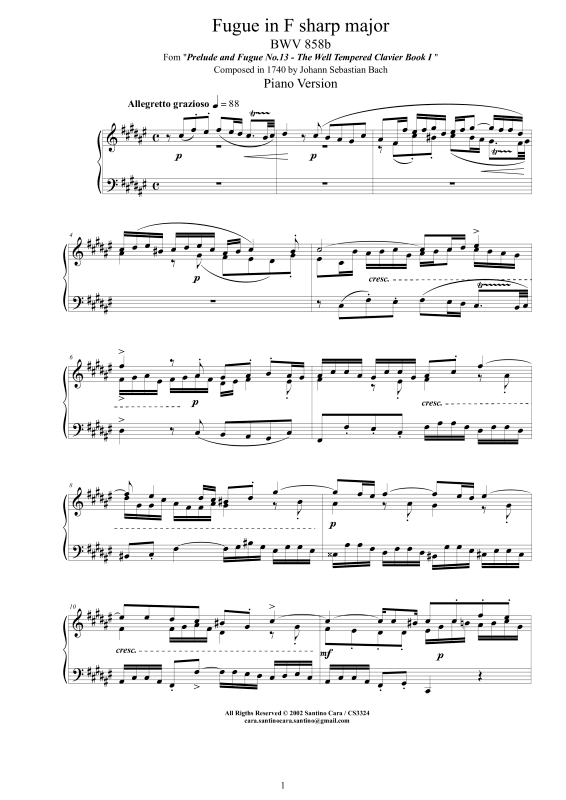 Produktbild zu: Fuge Fis-Dur BWV 858bJohann Sebastian Bach