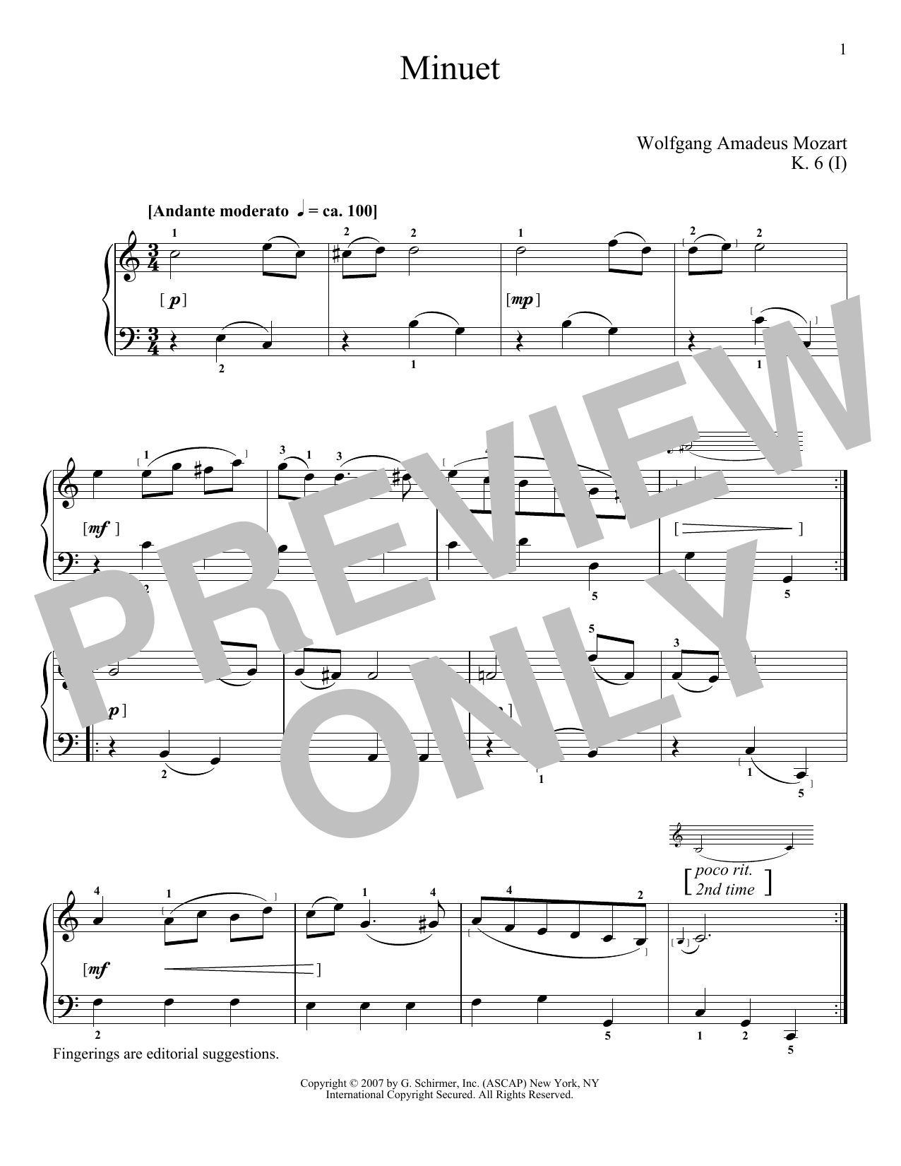 Produktbild zu: Minuet In C Major, K. 6