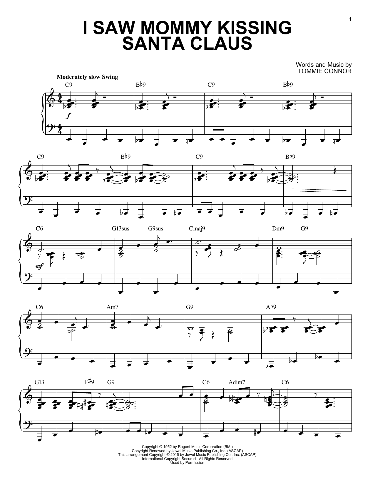 Product gallery: Page 1 of 1 I Saw Mommy Kissing Santa Claus [Jazz version] (arr. Brent Edstrom), Tommie Connor