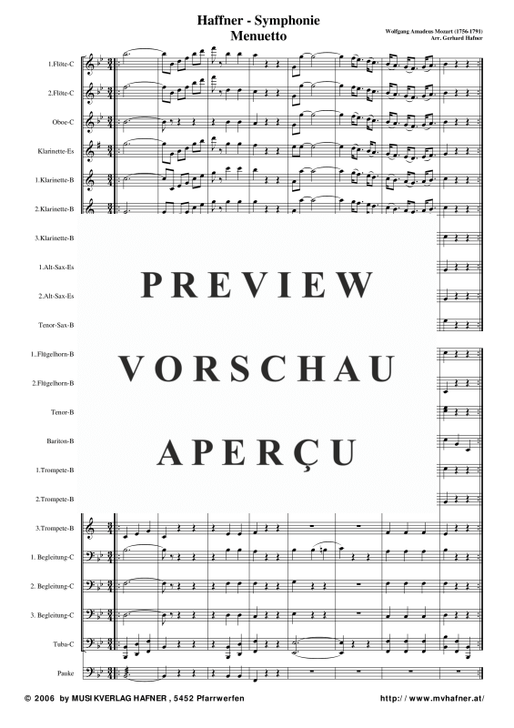 Product gallery: Page 5 of 11 Menuett aus der Haffner Sinfonie (KV 385, 1782), , (large wind orchestra)