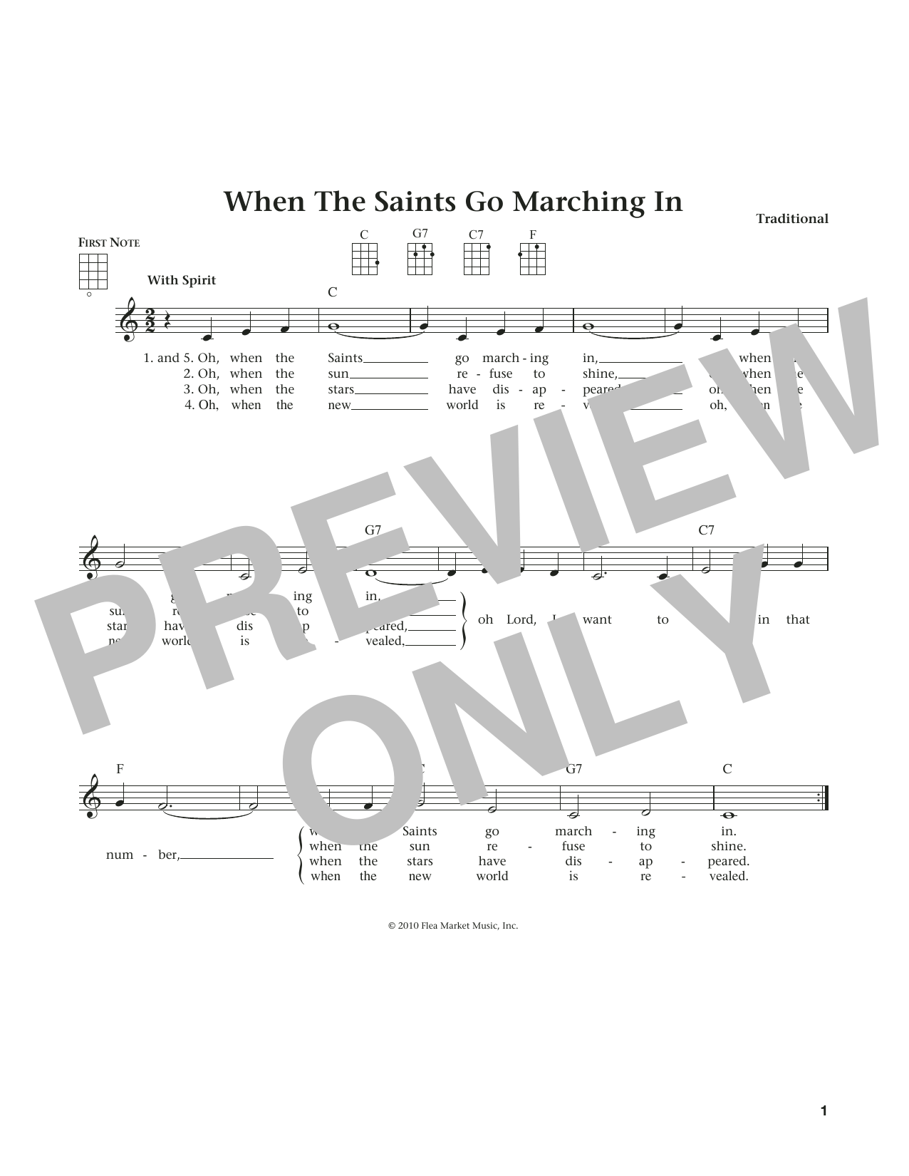 Product gallery: Page 1 of 1 When The Saints Go Marching In (from The Daily Ukulele) (arr. Liz and Jim Beloff), Traditional