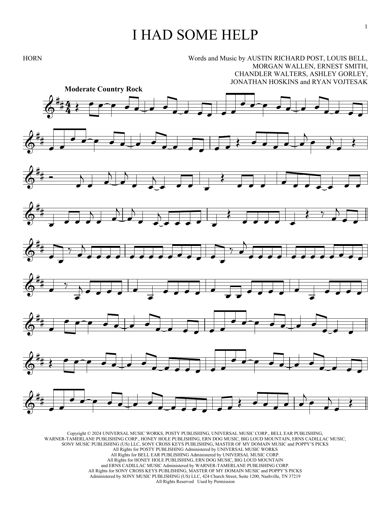 Produktgalerie: Seite 1 von 1 I Had Some Help, Post Malone Feat. Morgan Wallen, Horn