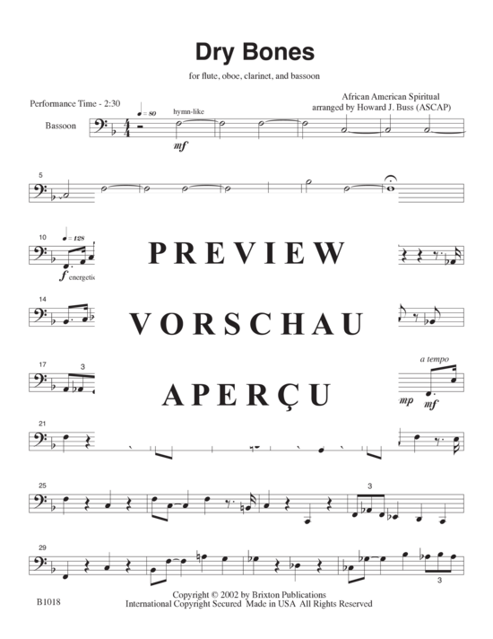 Produktgalerie: Seite 14 von 15 Dry Bones , , (Flöte, Klarinette, Oboe und Fagott)