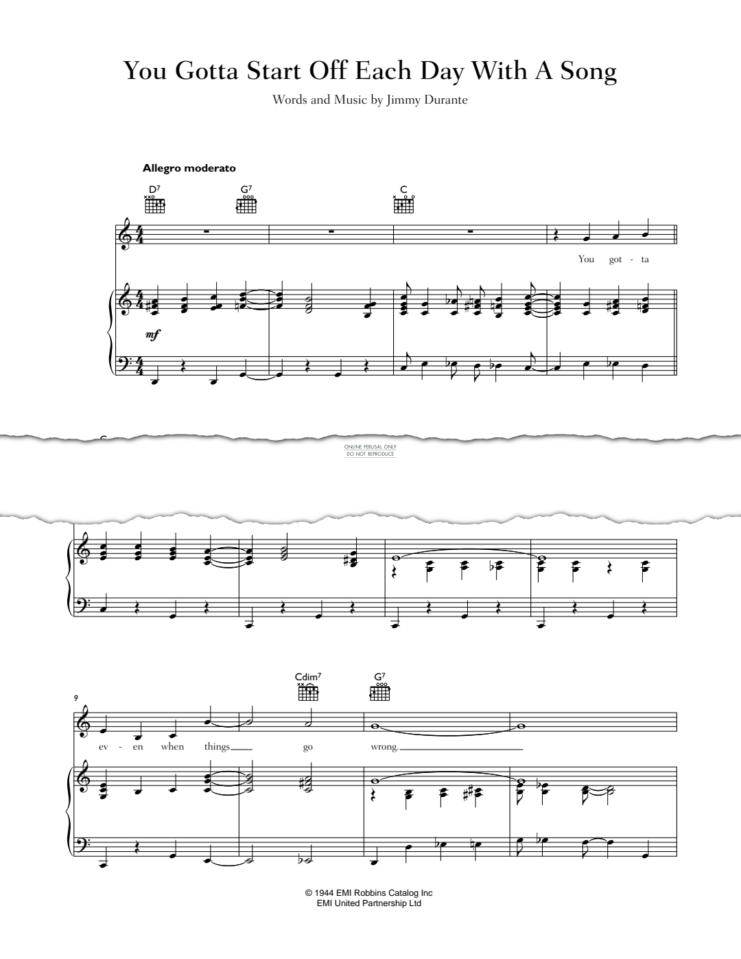 gallery: You Gotta Start Off Each Day With A Song, Jimmy Durante, Gesang, Gitarre, Klavier