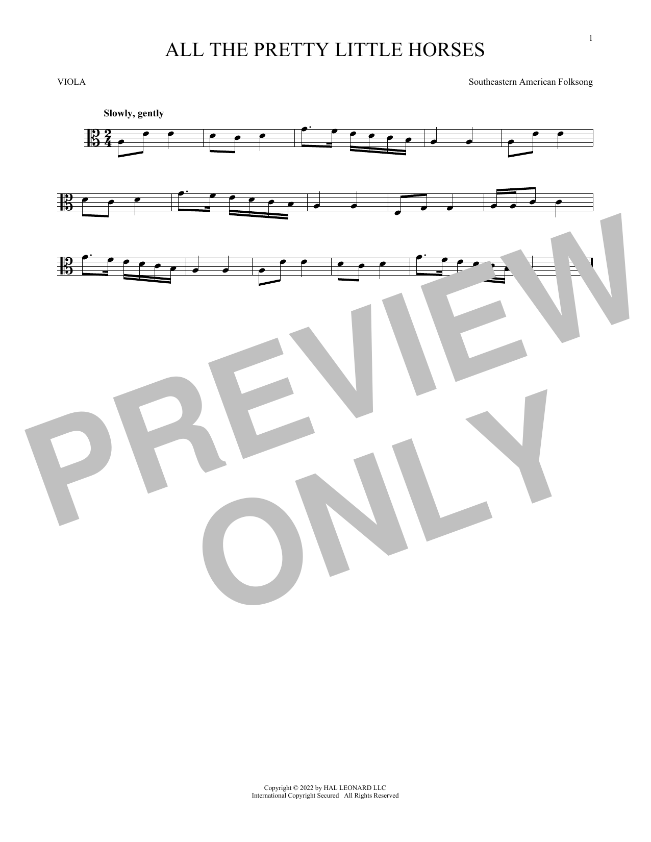 Product gallery: Page 1 of 1 All The Pretty Little Horses, Southeastern American Folksong