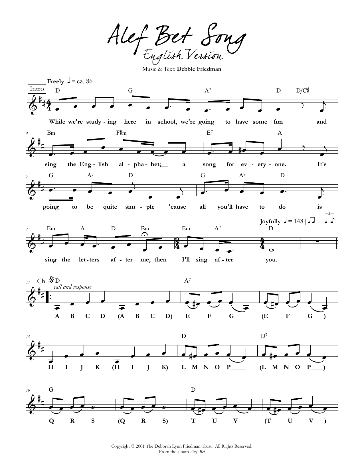 Product gallery: Page 1 of 1 Alef Bet Song (English Version), Debbie Friedman