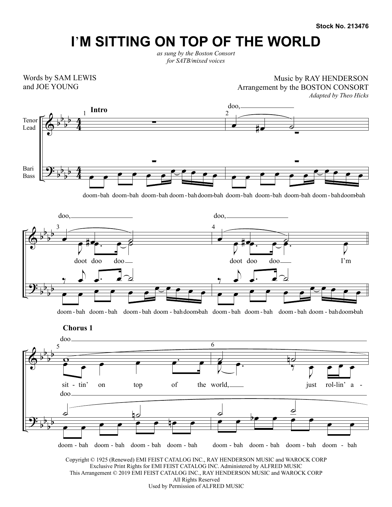 Product picture to: I'm Sitting On Top Of The World (arr. Boston Consort)