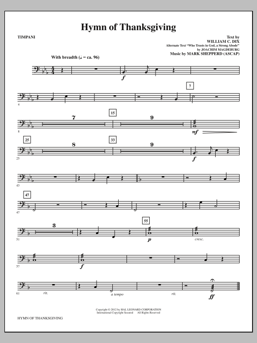 Product gallery: Page 1 of 1 Hymn Of Thanksgiving - Timpani, Mark Shepperd