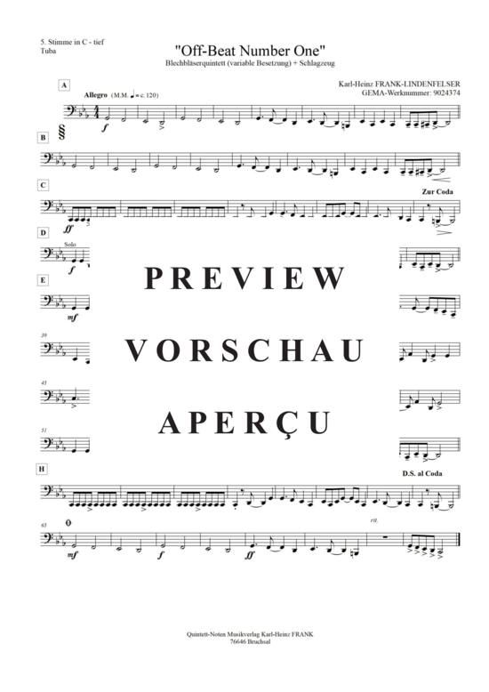 Produktgalerie: Seite 19 von 21 Off-Beat Number One , , (Quintett, variable Besetzung)