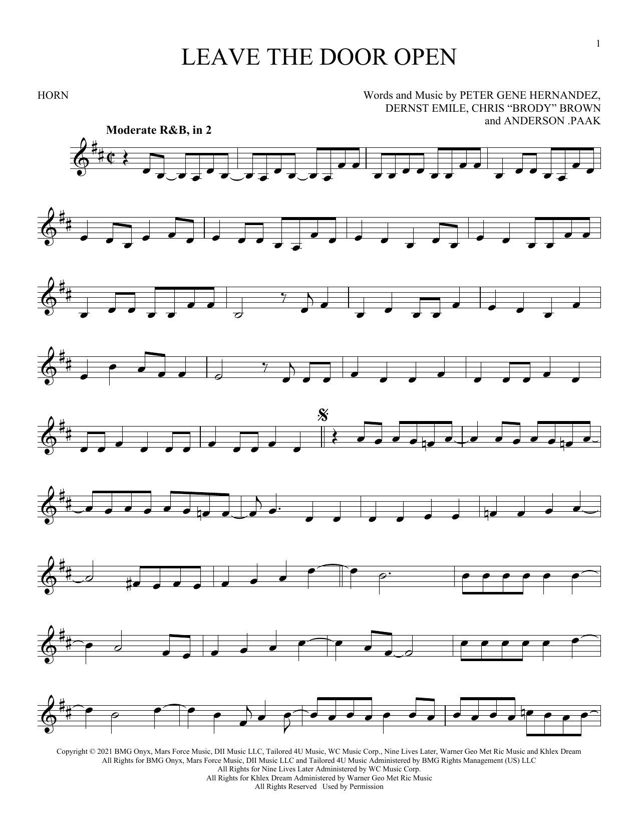 Produktgalerie: Seite 1 von 1 Leave The Door Open, Silk Sonic, Horn