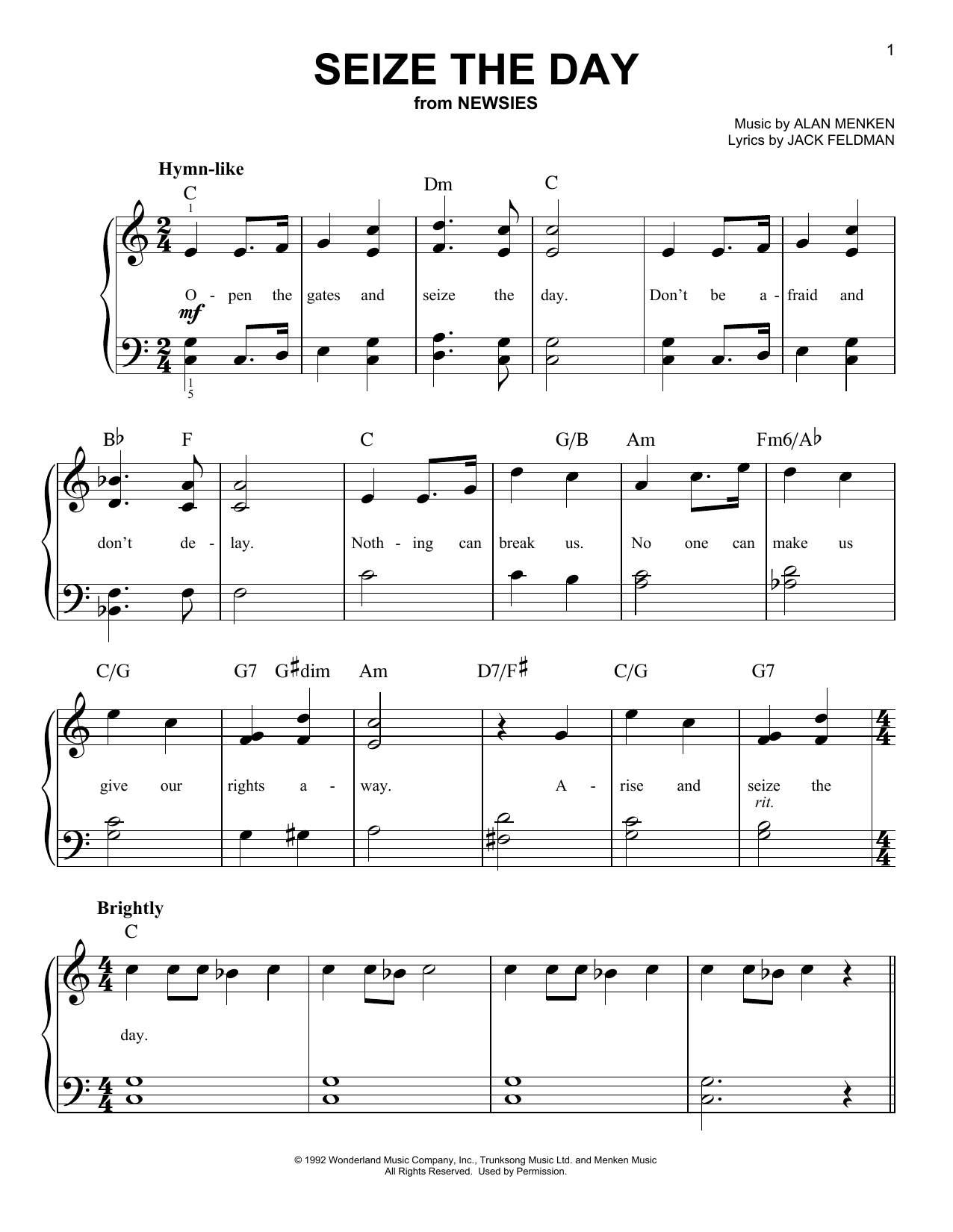 Produktbild zu: Seize The Day (from Newsies)