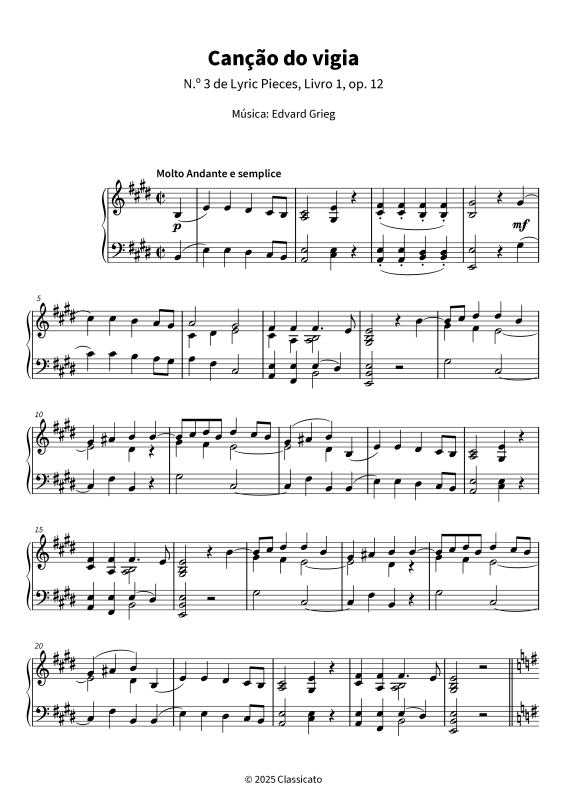Product gallery: Page 1 of 6 Canção do vigia - N.º 3 de Lyric Pieces, Livro 1, op. 12, , Piano Solo