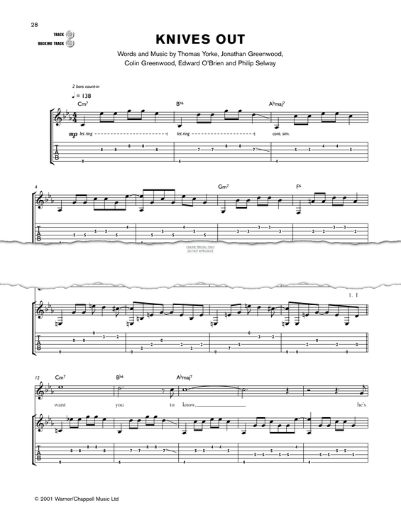 Produktgalerie: Seite 1 von 1 Knives Out, Radiohead, Gitarre
