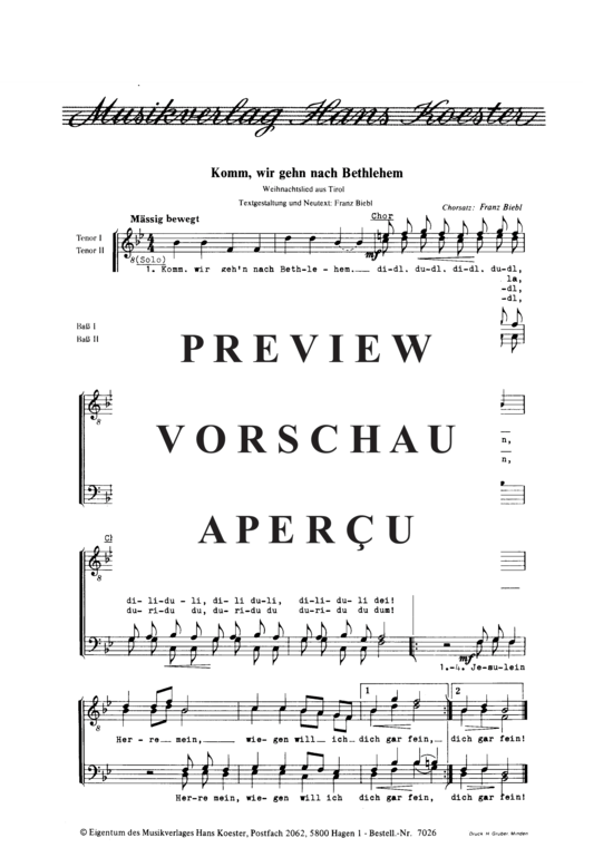 Product gallery: Page 2 of 2 Komm, wir gehen nach Bethlehem , , (male choir)