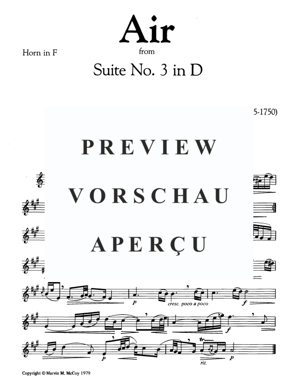 Product gallery: Page 8 of 9 Air from "Suite No. 3", , Woodwind Quartet Horn Solo, Oboe, Clarinet and Bassoon