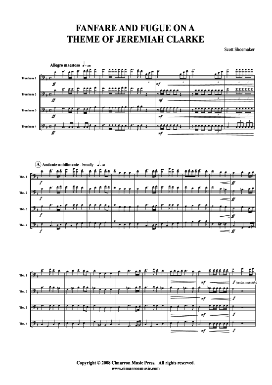 Product picture to: Fanfare & Fugue auf ein Thema von Jeremiah Clarke Scott Shoemaker