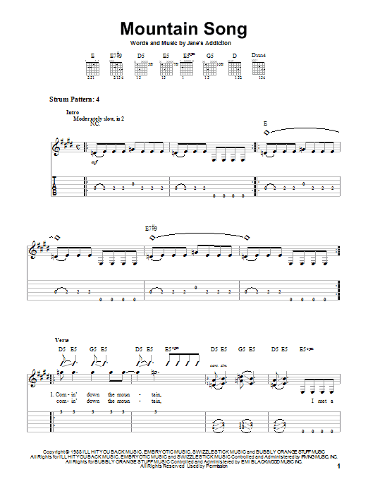 Produktgalerie: Seite 1 von 1 Mountain Song, Jane's Addiction, Gitarre