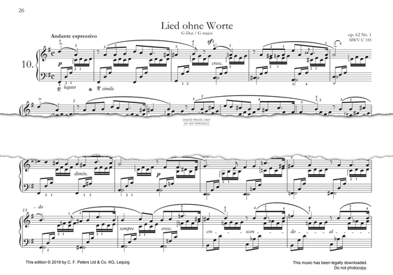 Produktgalerie: Seite 1 von 1 Lied ohne Worte in G major, Felix Mendelssohn, Klavier